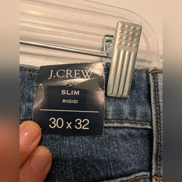 New J. Crew Straight Slim Rigid Blue Dinim Jeans Size 30x32 Zip Fly Classic - Picture 11 of 12